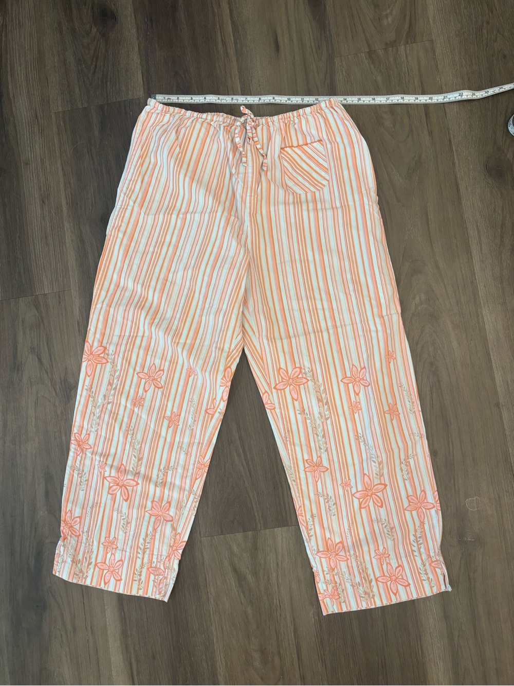 Striped Peach Floral Lounge Pants